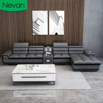 Modern Leather Sofa Set: High-Quality Italian Modular Sectional Furniture for Home
