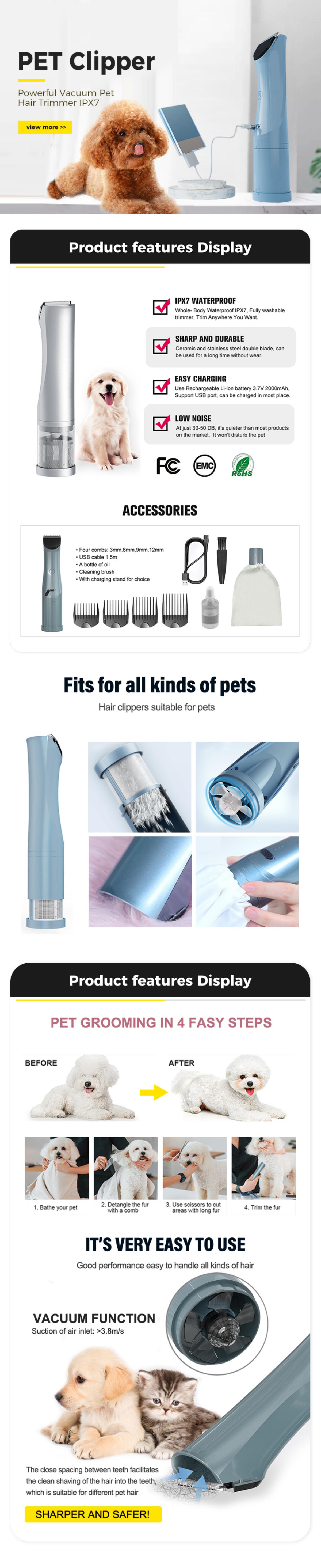 pet grooming clipper vacuum trimmer