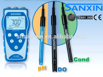 SANXIN SX836 Portable Handheld pH / mV / Conductivity / TDS / Salinity / Resistivity / DO Meter (Temp, IP57, CE, ISO)