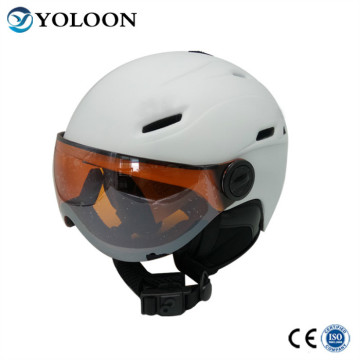 White Budget Ski Helmet With Visor and Glasses