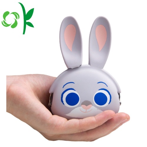 Özel logo sevimli tavşan silikon mini cüzdan çanta