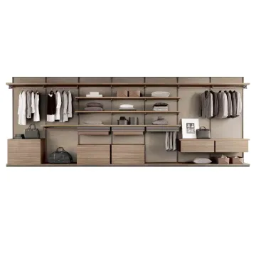 Customized Bedroom Walk-In Closet with Openable Aluminum Glass Wardrobe Doors