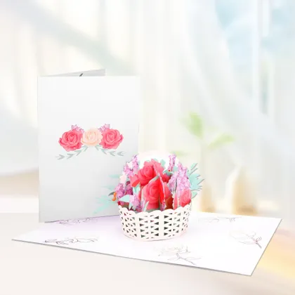 Mother's Day Rose Basket Pop Up Card