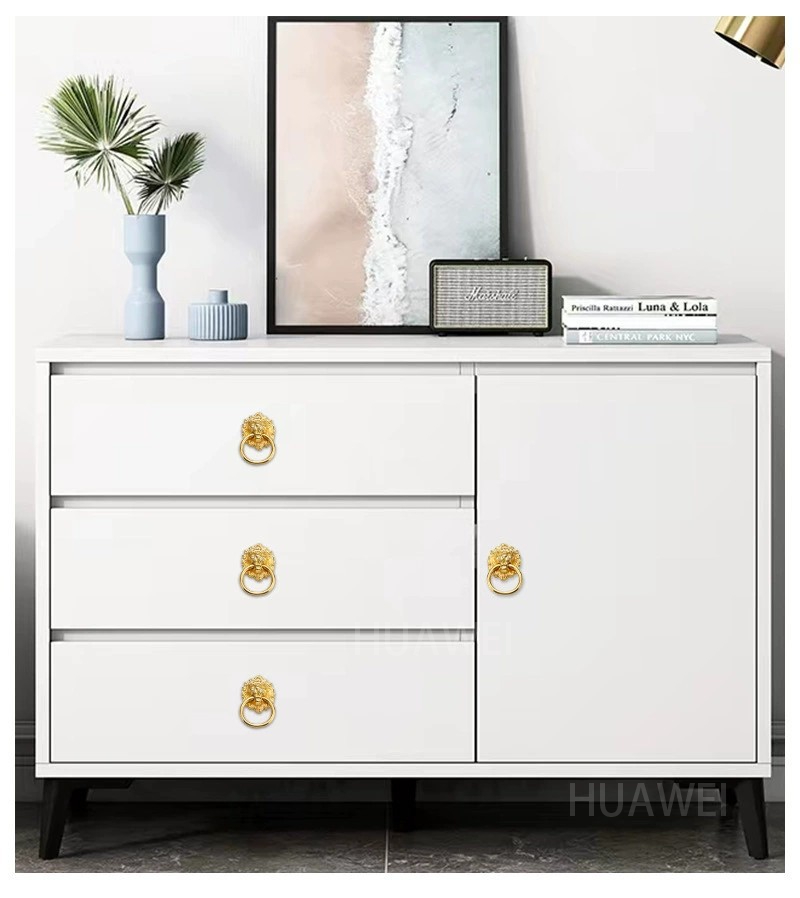 HUAWEI Zinc Alloy Single Hole Lion Head Handle Drawer Antique Cabinet Door Handle Wardrobe Cabinet Home Decoration Handle3