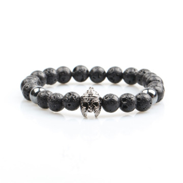 Wholesale European cheap 8mm lava rock stone bead bracelet gladiator helmet bracelet spartan bracelet