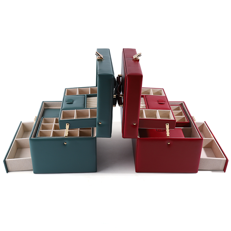 Custom Logo Leather Carry Stand Jewelry Storage Box