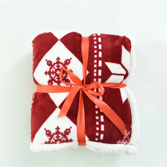Cheap Portable Custom Printed Sherpa Flannel Fleece Sleeping Blanket For Winter