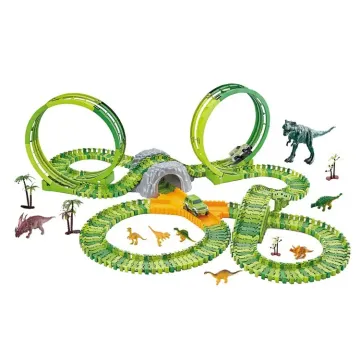 Wholesale Pack of 324pcs Railway Dinosaur Electric Assemble Race Track Toys for Kids' Gifts