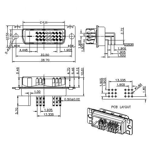 DVI 18+1 Male Angle DIP Type