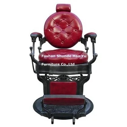 BC91   luxury antique red barber chairs