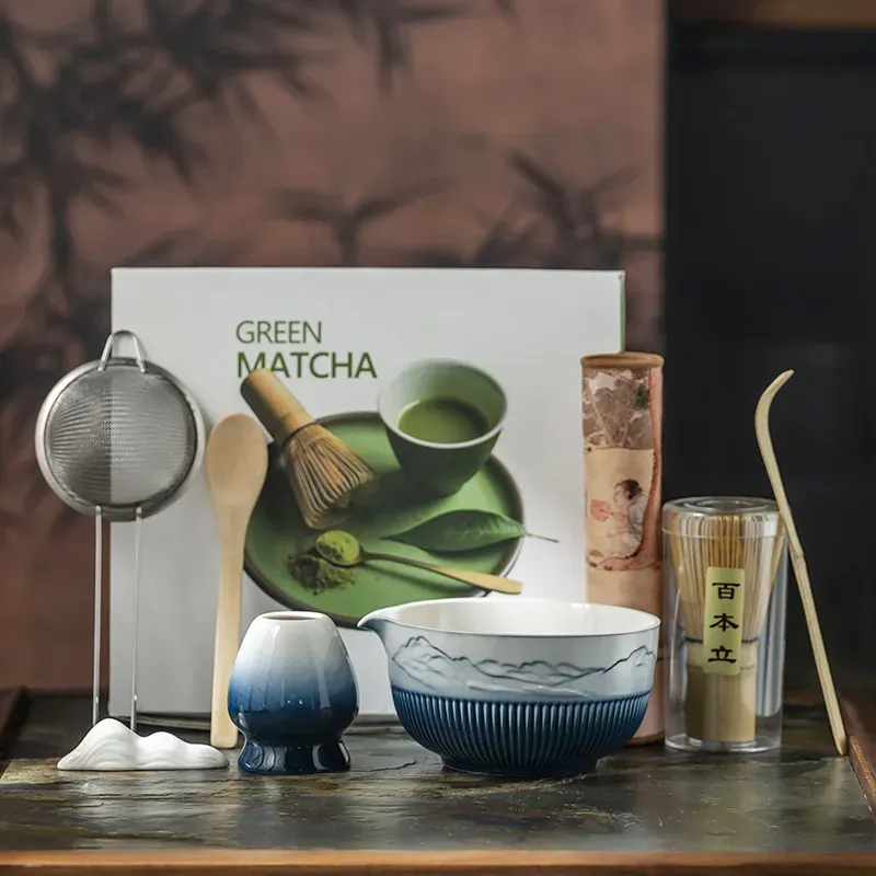 Custom Logo Ceramic Matcha Tea Set with Gift Box