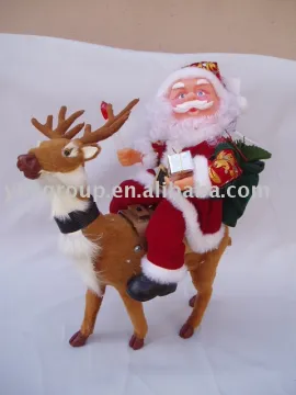 12&quot;santa riding beer/santa toys/electrical santa