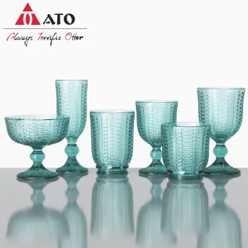 Rattan Series Pattern Sustainable green Glass goblet cup