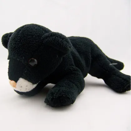 25cm Plastic Eyes and Nose All Black Plush Tiger Toy, Tiger Soft Toy, Plush Black Tiger