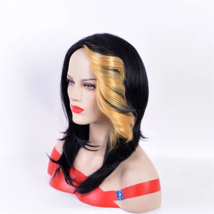 wholesale lolita synthetic wigs long natural wave hair black Splicing gold wigs synthetic hair wigs for women