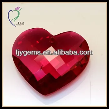 Checker Cut Heart Shape semi-precious Ruby Corundum