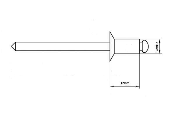 2,4x12,0 mm en acier inoxydable Rivets à l'aveugle