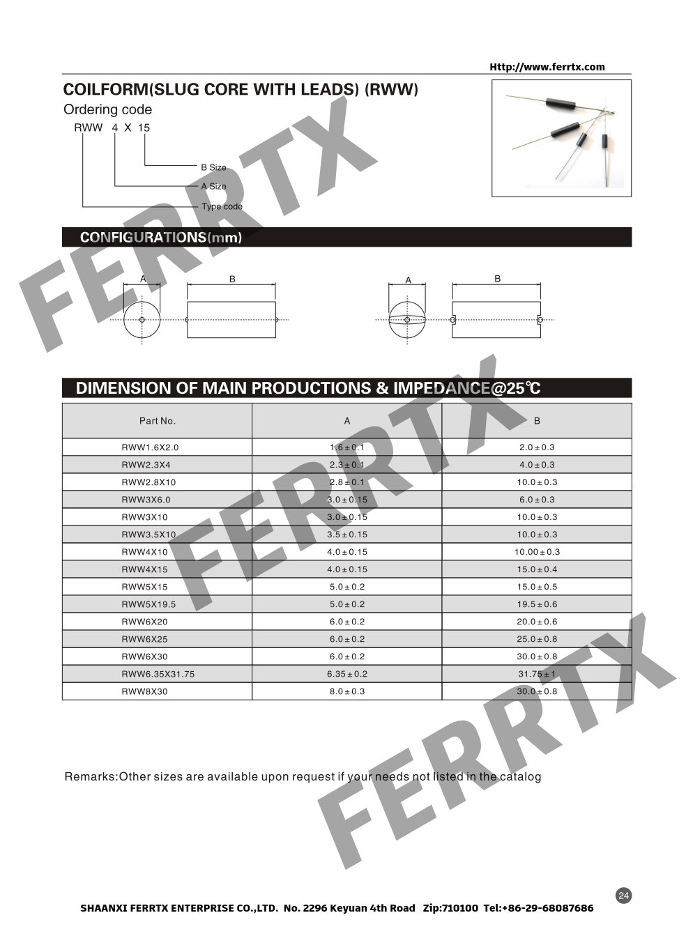 Through Hole EMI Filter Beads RWW