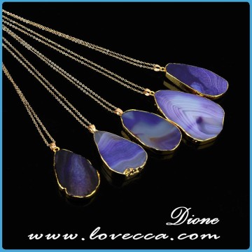 Fashion amethyst stone pendant chain natural stone bead necklace