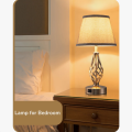 46CM Metal USB Lamp Set Grey Linen Shade