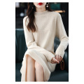 Lace half turtleneck knit dress for women