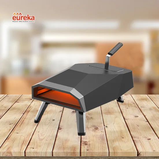 2-in-1 Gas and Wood Fired Pizza Oven Outdoor Portable Stainless Steel Black Coating Pizza Oven Gas