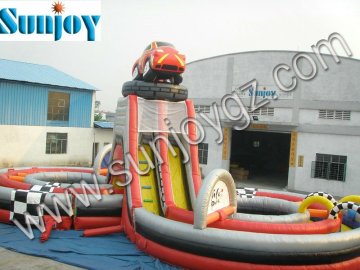 2016 hot sale Sunjoy giant inflatable slide pool Racing Obstacle Game for adult Kids