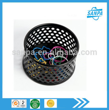 Good Quality Modern Stationery Black Round Metal Mesh Paperclips Holder