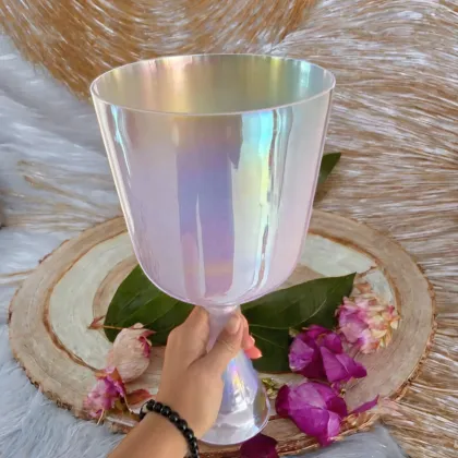 Handheld Quartz Glass Crucible Crystal Bowl for Sound Healing and Meditation