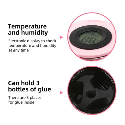 High Quality Activated Carbon Lash Glue Storage Container with Thermohygrometer