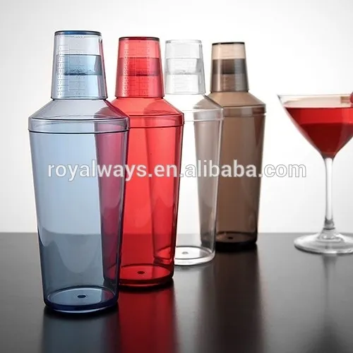 High Quality 3 Section 750ml Plastic cocktail Shaker
