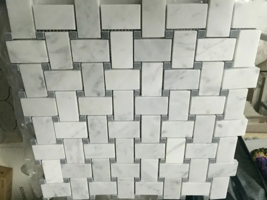 White Carrara stone mosaic tile