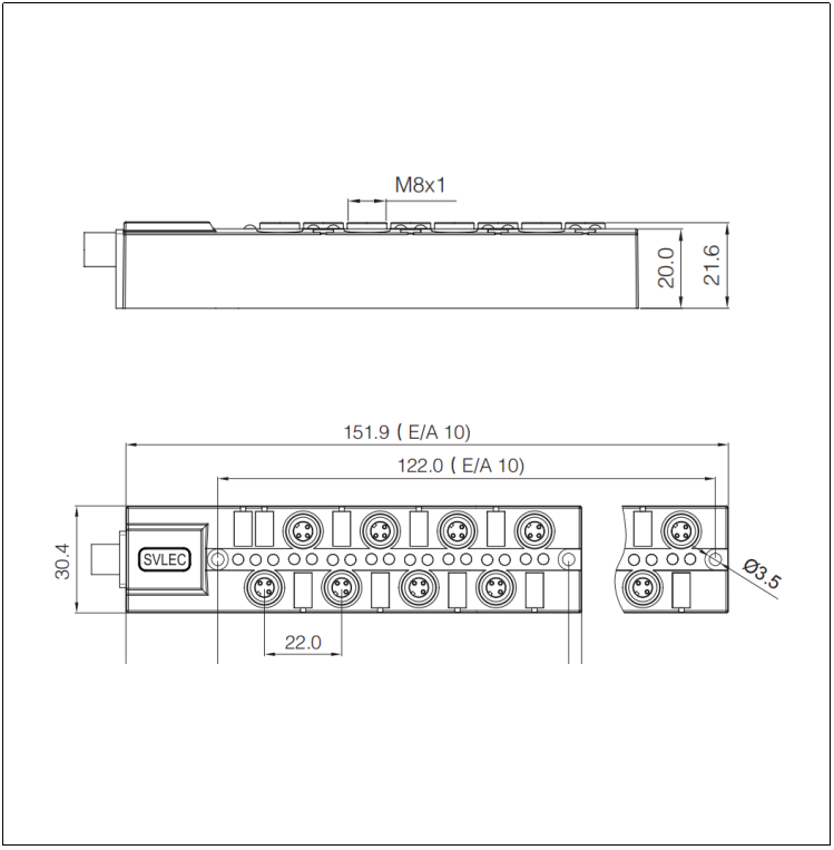 M8 10 Way Distribution Box Size