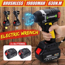 630NM 388VF 19800mAh Rechargeable Brushless Cordless Electric Impact Wrench 3 in 1 with 2 Li-ion Battery Upgraded Power Tools