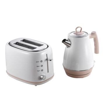 Fashionable White Electric Kettle and 4-Slice Toaster Set