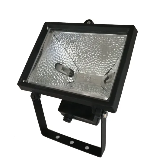 Black Aluminium Outdoor Security Wall Mount Flood Light with Mains Power and Halogen 150W-500W Lamp