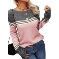 Women Autumn Winter Colorblock Pullover