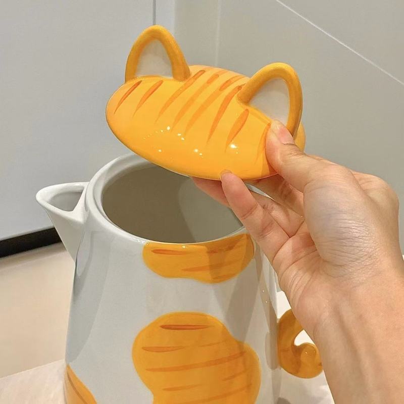 Creative Cartoon Cat Tea Set with Unique 3D Design