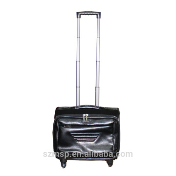 PU leather first grade 360 degree movable laptop holder trolley case, noiseless rollers bag, unisex luggage