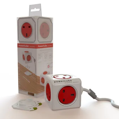 F13664 Allocacoc PowerCube power strip UK standard 3m cable 5 socket outlet Wall Socket Plug