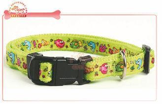 Applique Nylon Pet Collar With D-Ring For Id Tag , puppy co
