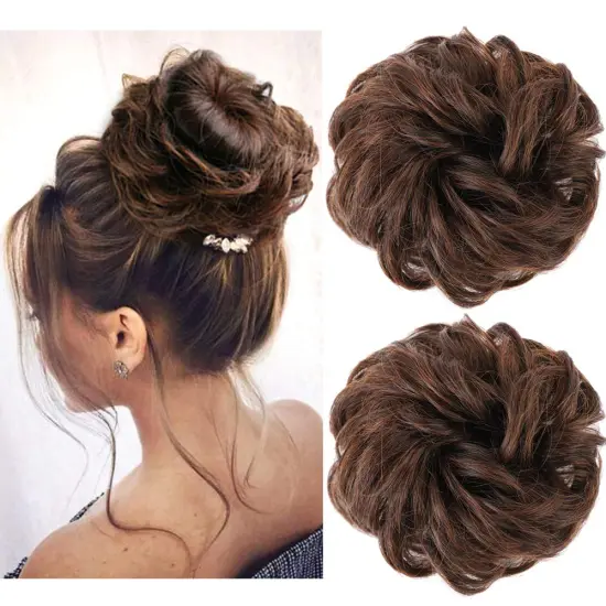 Wholesale Cheap 90g Messy Curly Hairpieces for Women Hair Bun Elastic Scrunchie Chignon Updo Curly Synthetic Hair chignon