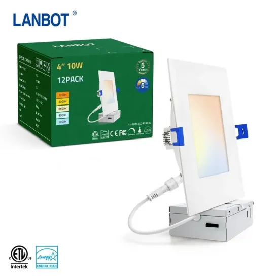 Lanbot LED Panel Lights: 4-inch, 10W, 6-inch, 12W, Square Potlights with Ultra-Thin Design