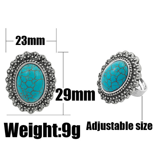 Women's Fashion Round Zircon Synthetic-Turquoise Ring