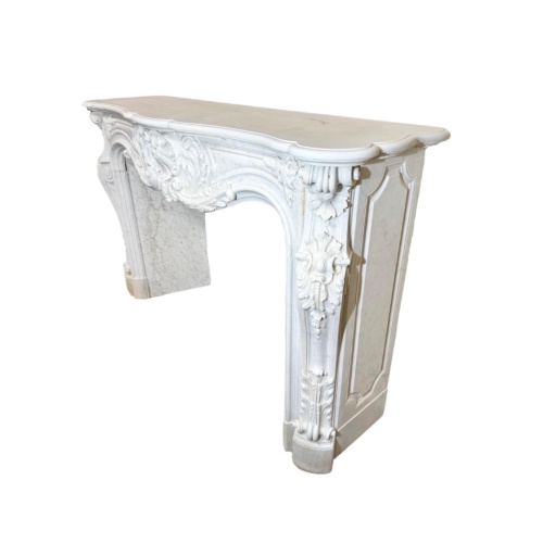 Elegant Antique-Replica French Carrara Marble Mantel