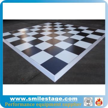 Portable black and white pvc dance floor