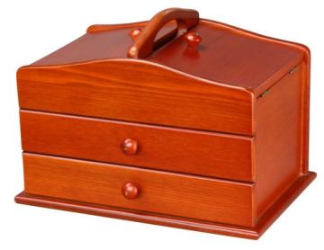 Wood Sew Basket Box with Drawers