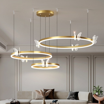 Modern Gold Acrylic LED Crystal Chandeliers for Home and Restaurant Decor