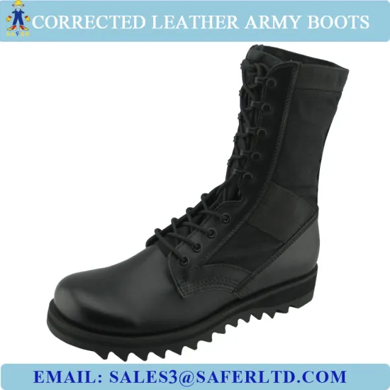 Corrected leather and canvas fabric military police boots