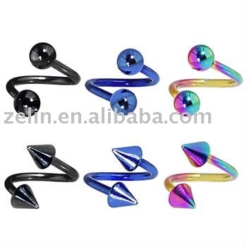 High polished body piercing jewelry spiral eyebrow ring twister